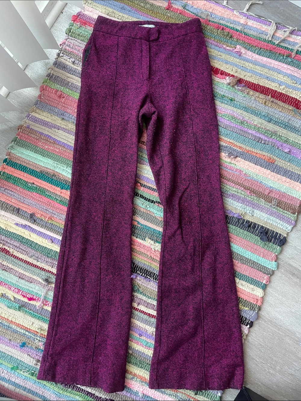 Plum Tweed Flare Trousers